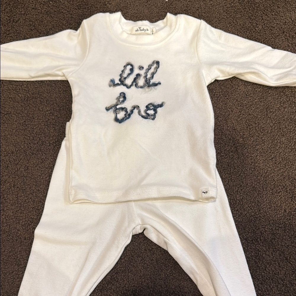 Oh Baby! Lil Bro White Baby Outfit 3-6 Months